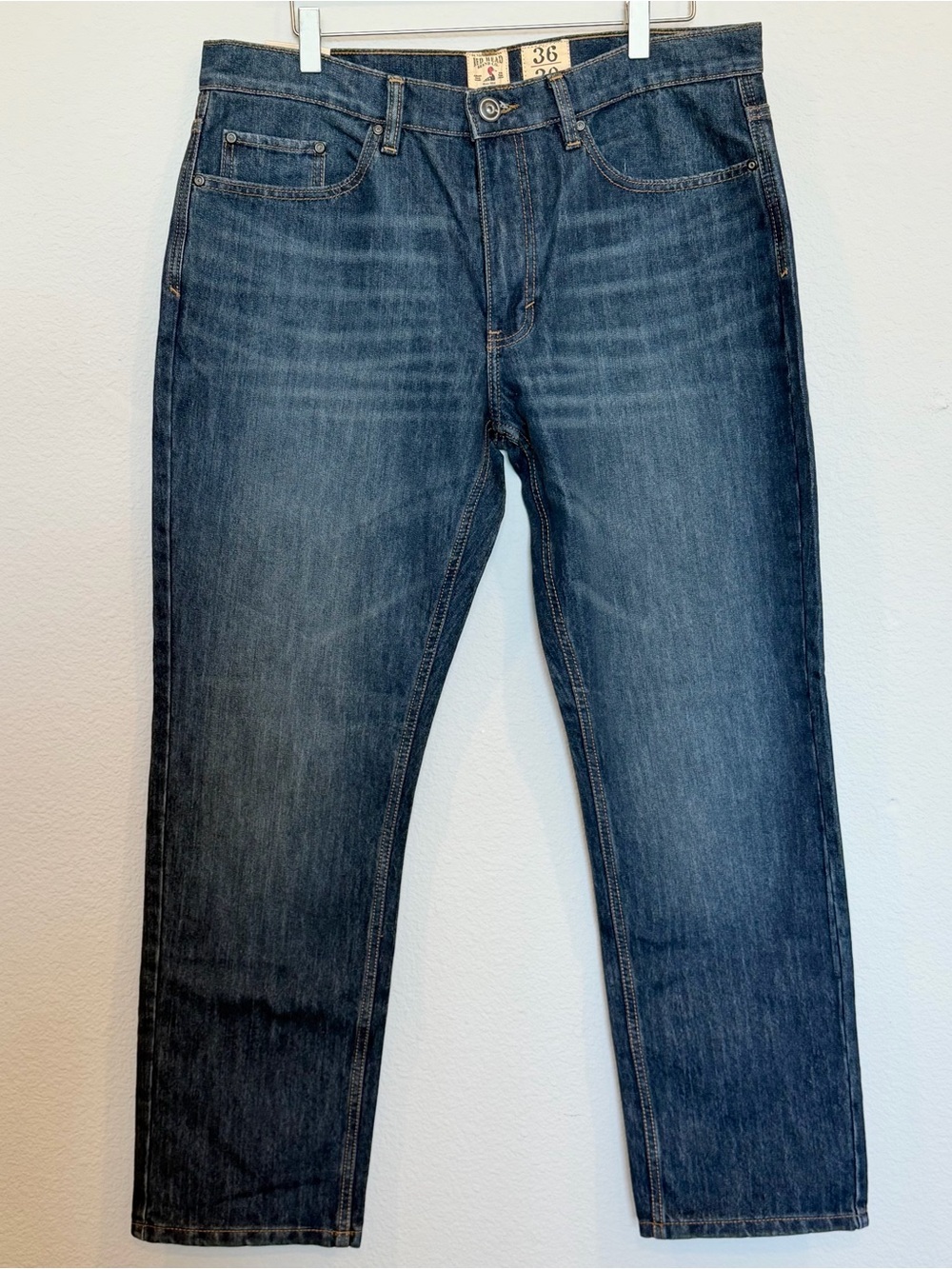 NWT RedHead Men's Classic Flex Fit Straight Leg Denim Jeans - Size 36x30- Blue